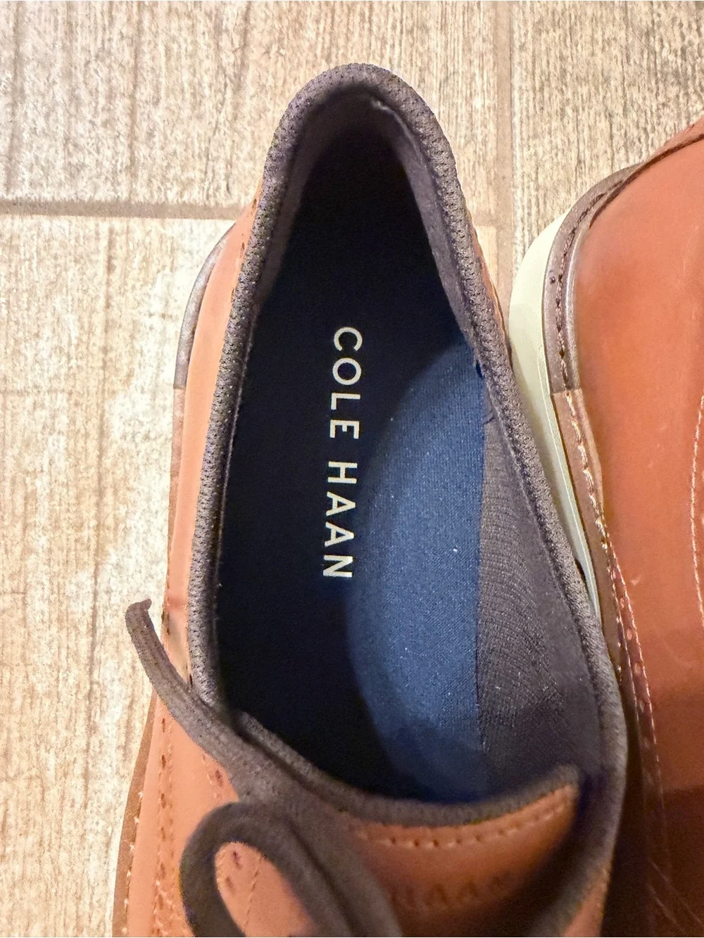 Cole Haan Brown Leather Derby Shoes with Dark Brown Laces